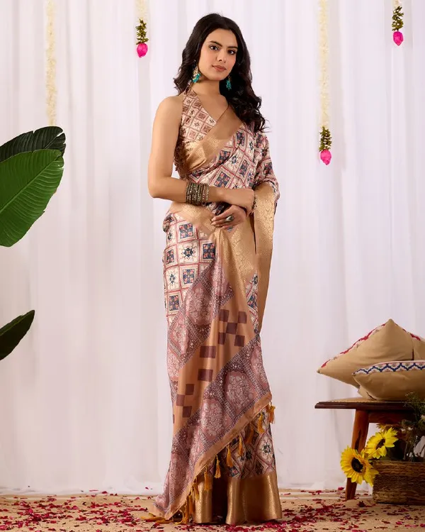 Multicolor_Lichi_Silk_Premium_&_Elegant_Saree_With_Unstiched_Blouse_For_Women