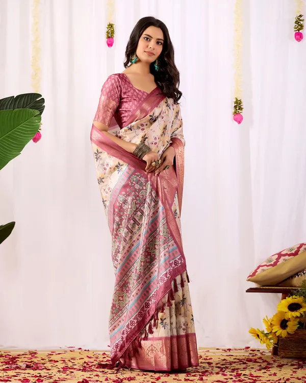 Multicolor_Lichi_Silk_Premium_&_Elegant_Saree_With_Unstiched_Blouse_For_Women