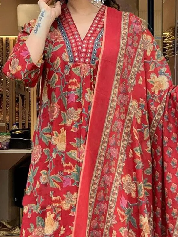 Red_Cotton_Blend_Premium_&_Elegant_Straight_Kurta_Pant_With_Dupatta_Set_For_Women