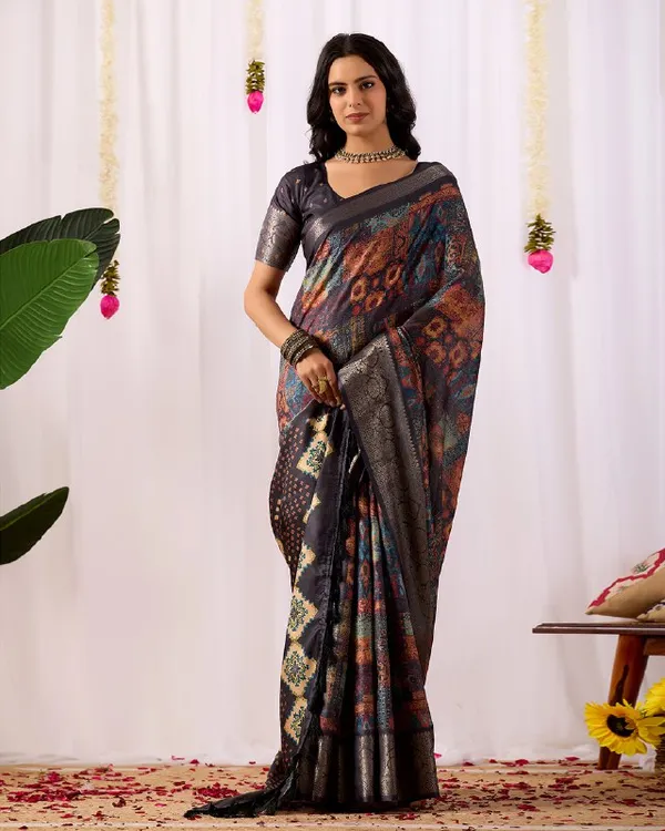 Multicolor_Lichi_Silk_Premium_&_Elegant_Saree_With_Unstiched_Blouse_For_Women