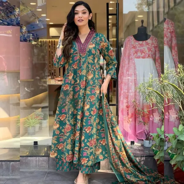 Green_Cotton_Blend_Premium_&_Elegant_Straight_Kurta_Pant_With_Dupatta_Set_For_Women