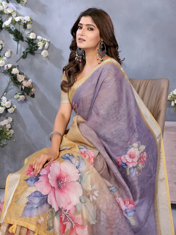 Multicolor_Linen_Shimmer_Premium_&_Elegant_Saree_With_Unstiched_Blouse_For_Women