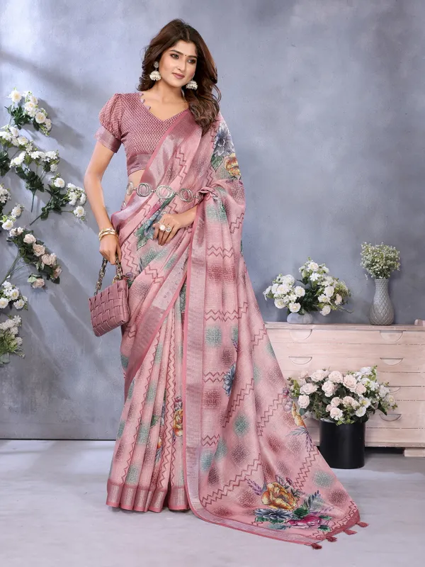 Multicolor_Linen_Shimmer_Premium_&_Elegant_Saree_With_Unstiched_Blouse_For_Women
