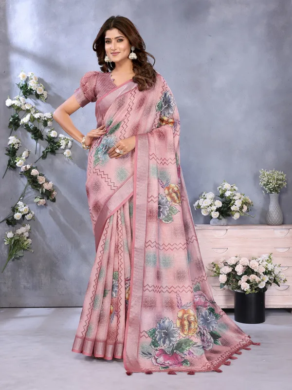 Multicolor_Linen_Shimmer_Premium_&_Elegant_Saree_With_Unstiched_Blouse_For_Women