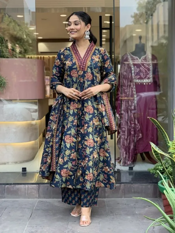 Navy_Blue_Cotton_Blend_Premium_&_Elegant_Straight_Kurta_Pant_With_Dupatta_Set_For_Women
