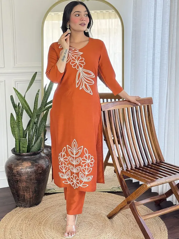 Rust_Premium_Silk_Kurta_Sharara_Dupatta_Set_For_Women