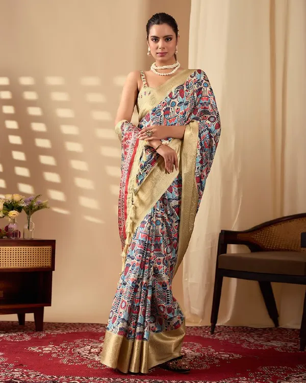 Multicolor_Lichi_Silk_Premium_&_Elegant_Saree_With_Unstiched_Blouse_For_Women