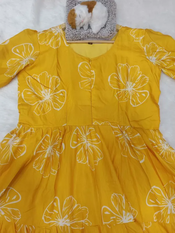 Yellow_Premium_Floral_Printed_Midi_Dress_With_Elegant_Fit_For_Women