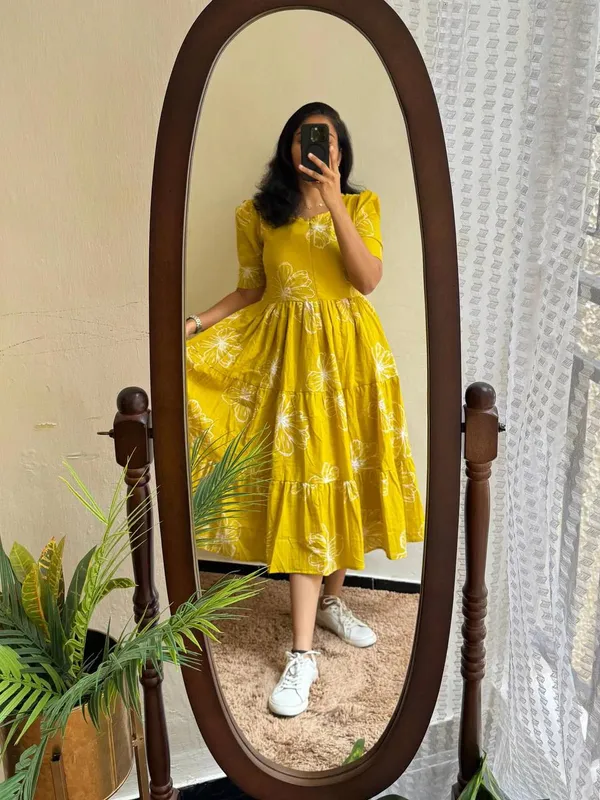 Yellow_Premium_Floral_Printed_Midi_Dress_With_Elegant_Fit_For_Women