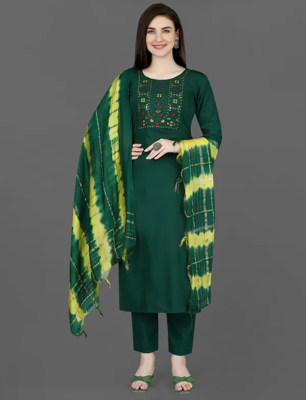 Green_Cotton_Blend_Premium_&_Elegant_Straight_Kurta_Pant_With_Dupatta_Set_For_Women
