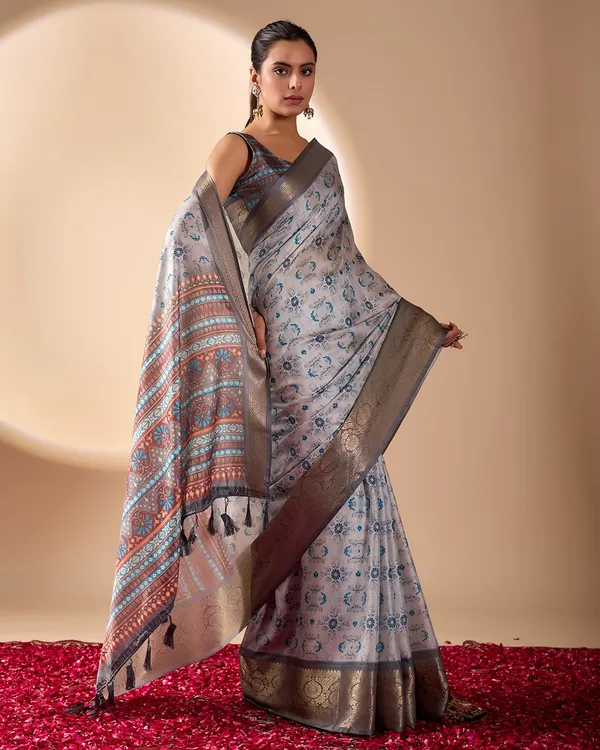 Multicolor_Lichi_Silk_Premium_&_Elegant_Saree_With_Unstiched_Blouse_For_Women