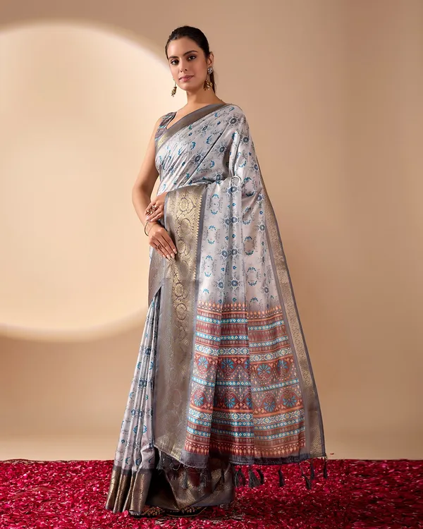 Multicolor_Lichi_Silk_Premium_&_Elegant_Saree_With_Unstiched_Blouse_For_Women
