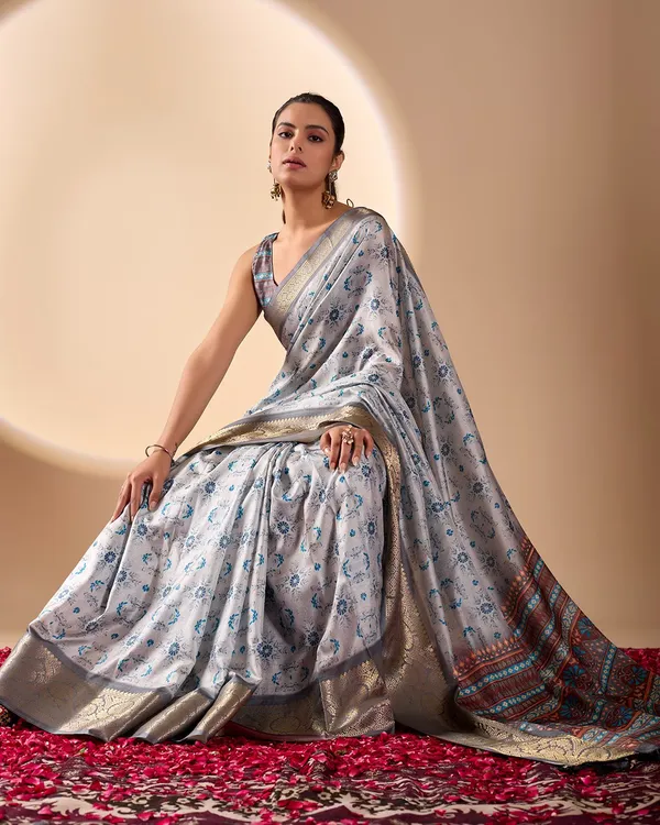 Multicolor_Lichi_Silk_Premium_&_Elegant_Saree_With_Unstiched_Blouse_For_Women