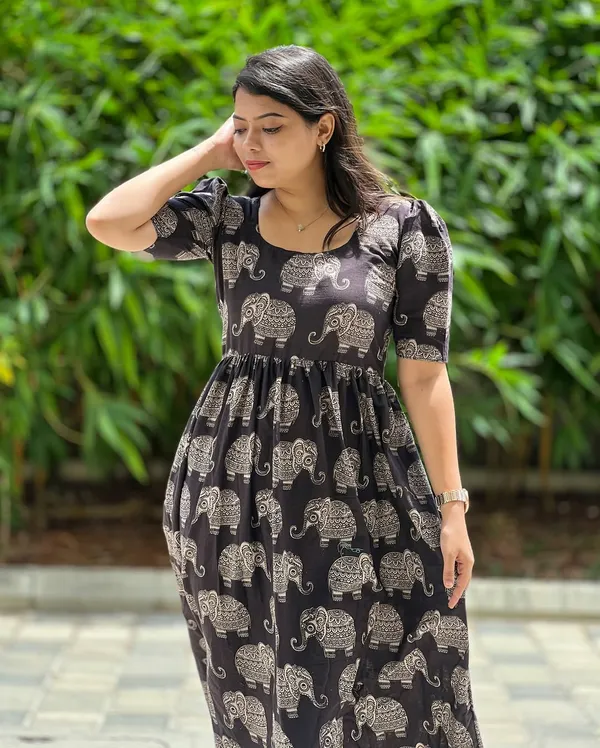 Black_Premium_Elephant_Printed_Maxi_Dress_For_Women