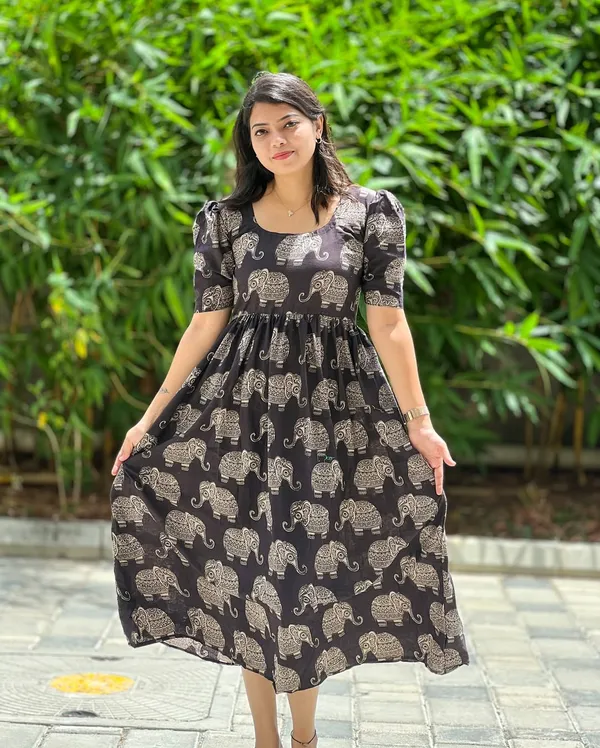 Black_Premium_Elephant_Printed_Maxi_Dress_For_Women