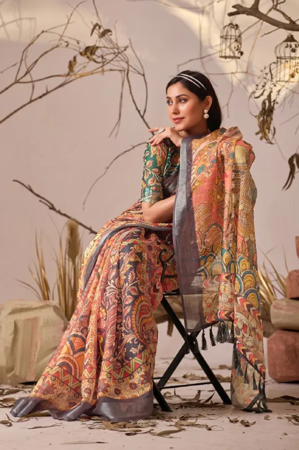 Multicolor_Lichi_Silk_Premium_&_Elegant_Saree_With_Unstiched_Blouse_For_Women