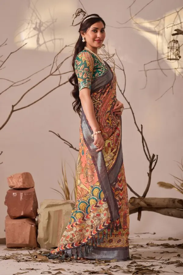 Multicolor_Lichi_Silk_Premium_&_Elegant_Saree_With_Unstiched_Blouse_For_Women