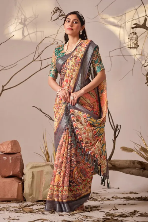 Multicolor_Lichi_Silk_Premium_&_Elegant_Saree_With_Unstiched_Blouse_For_Women