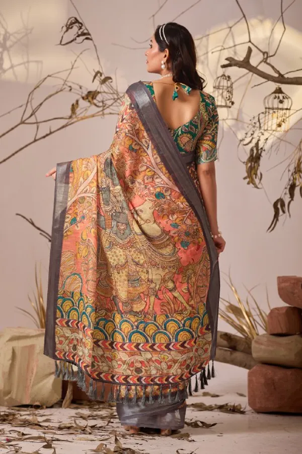 Multicolor_Lichi_Silk_Premium_&_Elegant_Saree_With_Unstiched_Blouse_For_Women