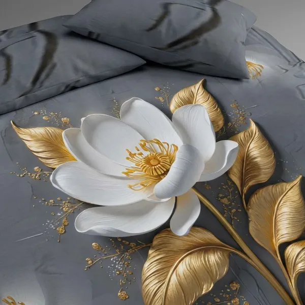 Luxury_Grey_Bedding_Set_With_Golden_Floral_Design_Digital_printed_bedsheet_and_pillow_cover_|_Double_Bed
