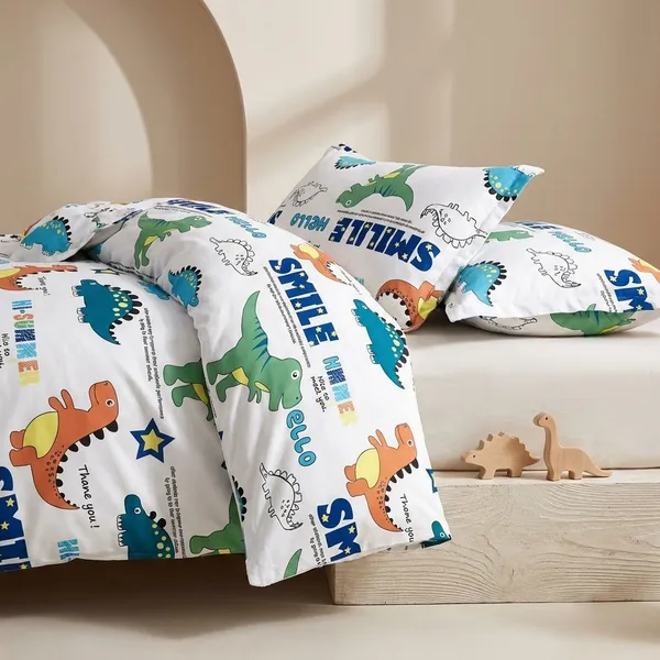 Multicolor_Kids_Dinosaur_Print_With_Bedsheet_And_Pillow_Covers