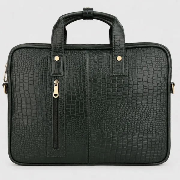 Calvadoss_Textured_Green_Leather_Laptop_Bag