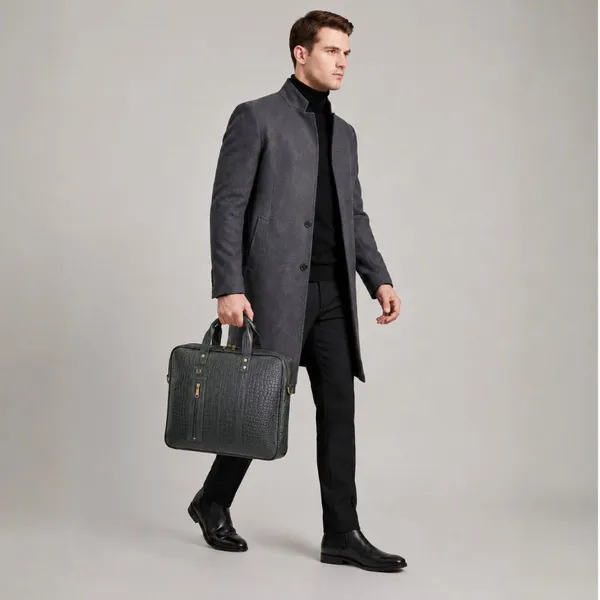 Calvadoss_Textured_Green_Leather_Laptop_Bag