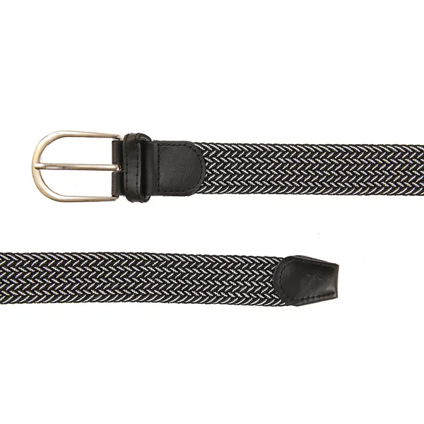 Calvadoss_Elastic_Black_&_White__Braided_Belt_For_Unisex