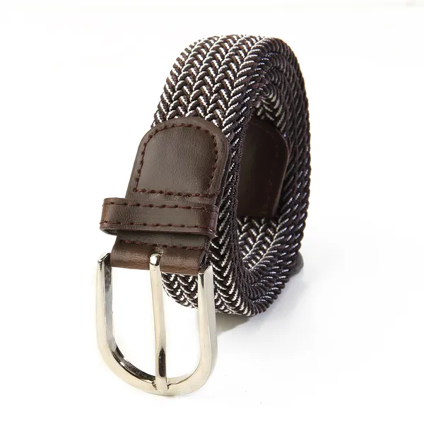 Calvadoss_Elastic_Brown_Braided__Belt_For_Unisex