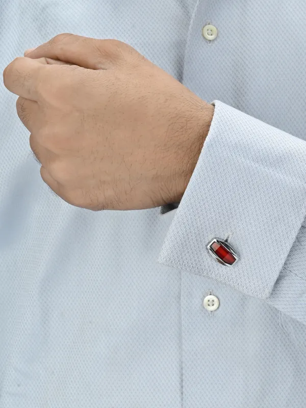 Calvadoss_Silver-Toned_&_Red_Geometric_Cufflinks