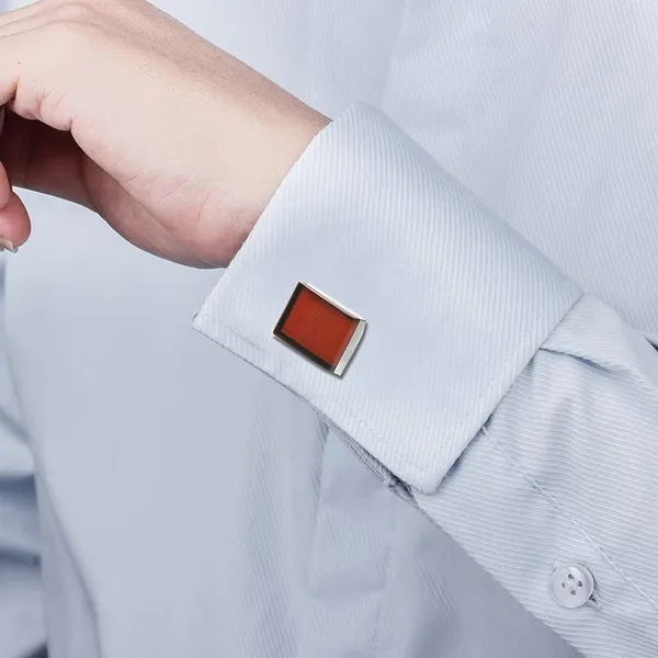 Calvadoss_Silver-Toned_&_Maroon_Cufflink