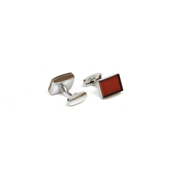 Calvadoss_Silver-Toned_&_Maroon_Cufflink