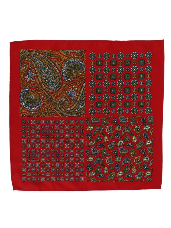 Men_Red_&_Green_Printed_Pocket_Square