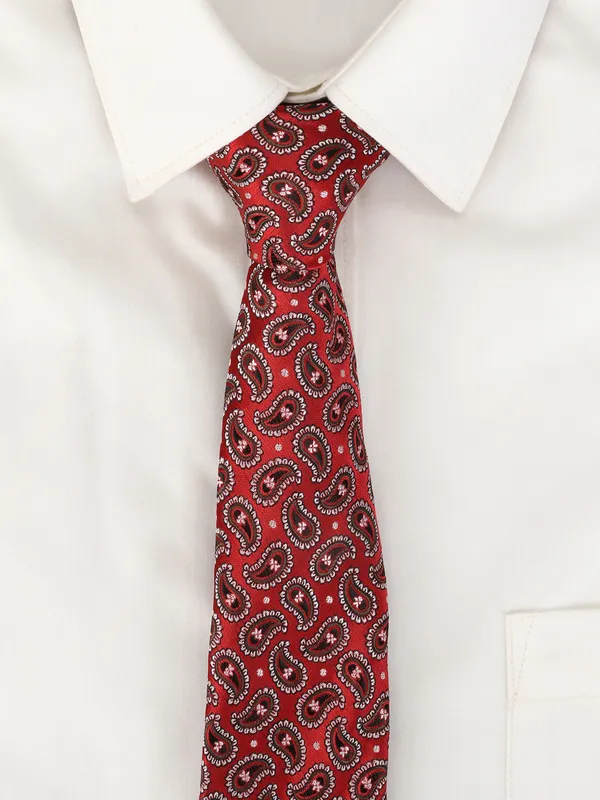 Calvadoss_Red_Woven_Design_Broad_Tie
