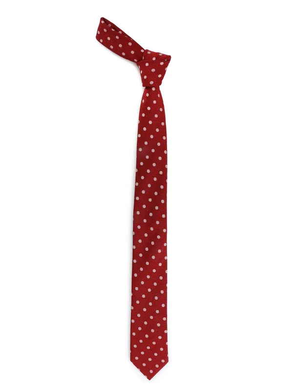Calvadoss_Red_&_Off-White_Woven_Design_Broad_Tie