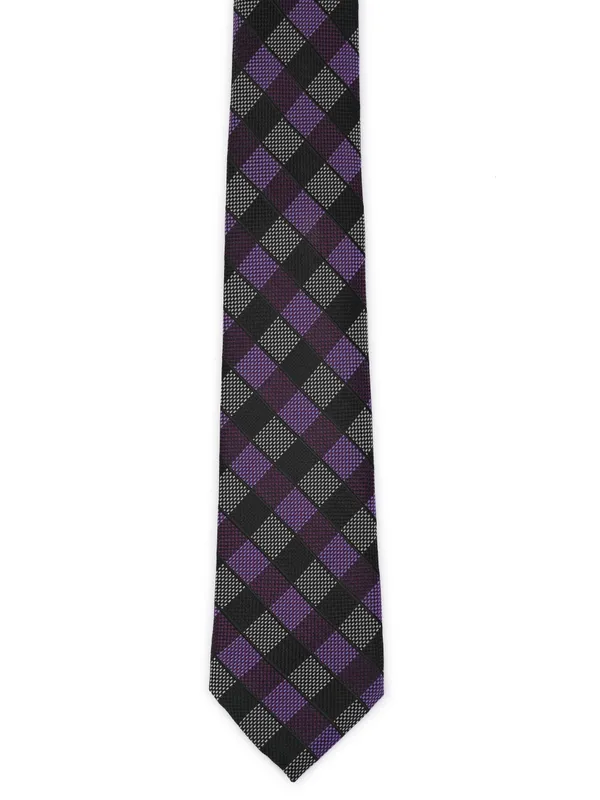 Calvadoss_Purple_&_Black_Checked_Broad_Tie
