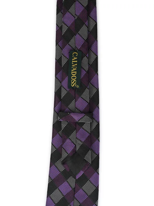 Calvadoss_Purple_&_Black_Checked_Broad_Tie