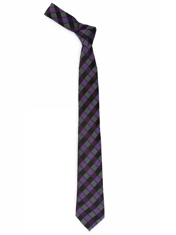 Calvadoss_Purple_&_Black_Checked_Broad_Tie