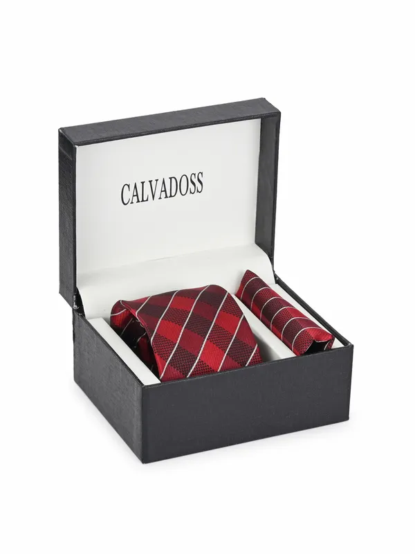 Calvadoss_Red_&_Maroon_Checked_Broad_Tie