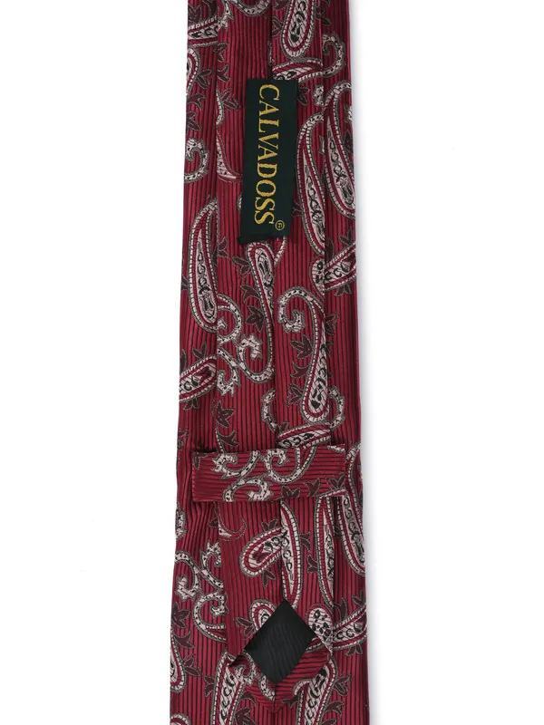 Calvadoss_Maroon_Woven_Design_Broad_Tie