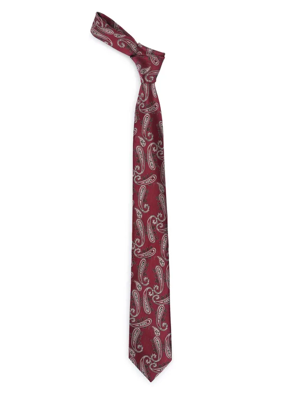 Calvadoss_Maroon_Woven_Design_Broad_Tie