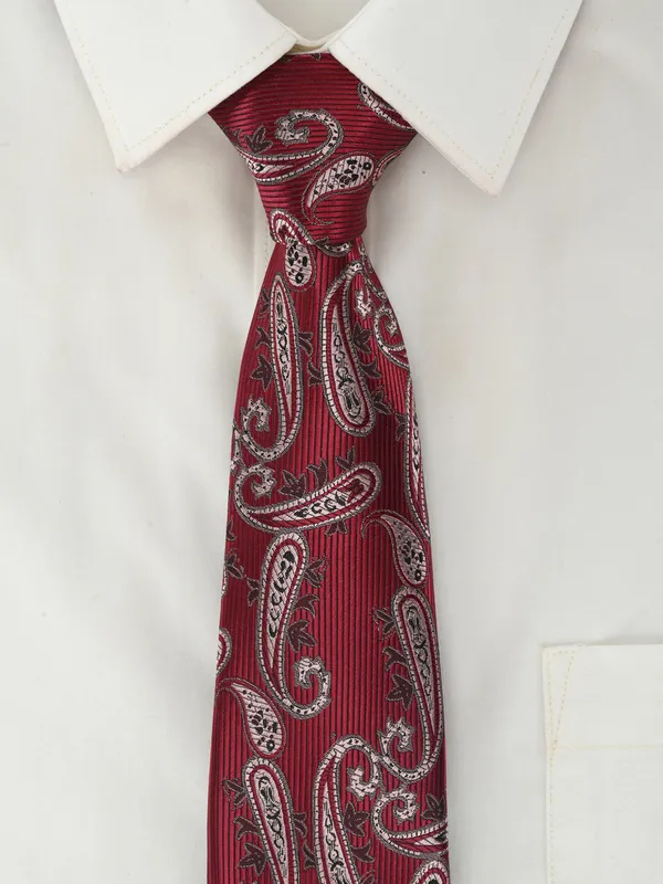 Calvadoss_Maroon_Woven_Design_Broad_Tie