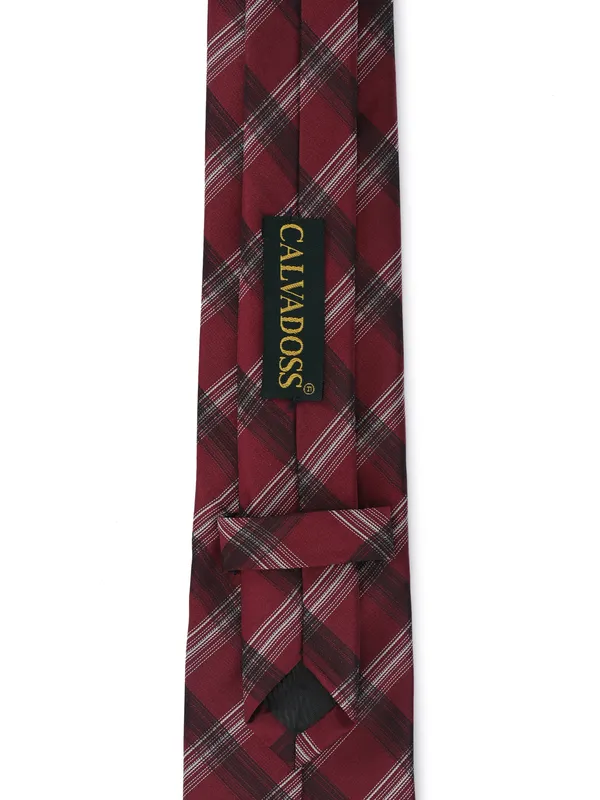 Calvadoss_Maroon_&_Black_Checked_Broad_Tie