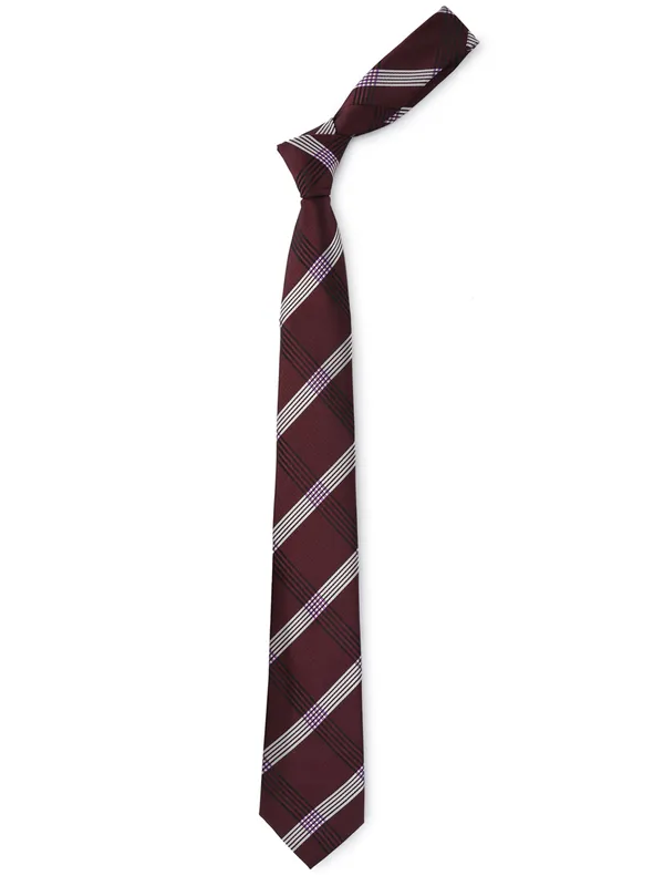 Calvadoss_Men_Maroon_&_White_Woven_Design_Broad_Tie