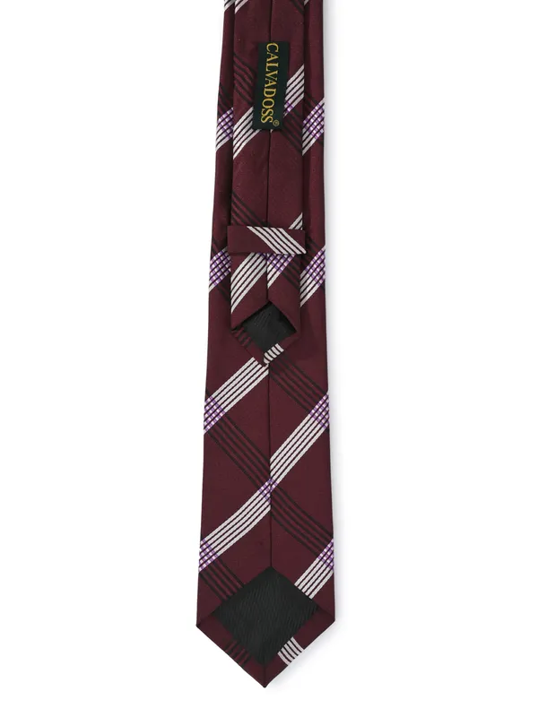 Calvadoss_Men_Maroon_&_White_Woven_Design_Broad_Tie