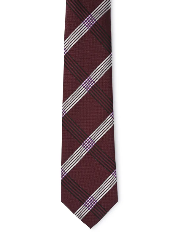 Calvadoss_Men_Maroon_&_White_Woven_Design_Broad_Tie