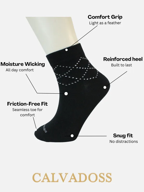 Black/Grey/Navy_Blue_Cotton_Pack_Of_3_Patterned_Design_Ankle_Length_Socks_For_Unisex