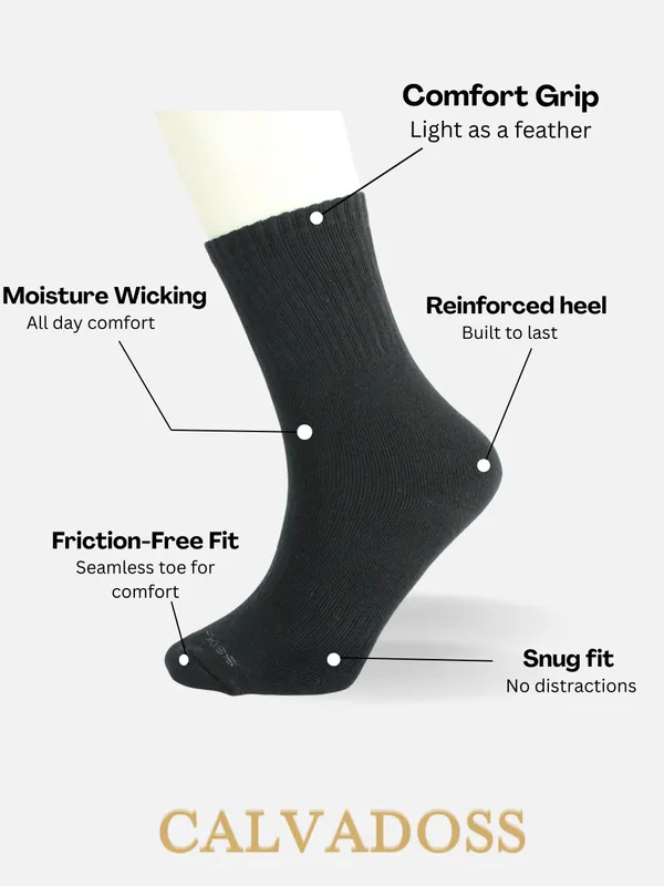 Black/Grey/Navy_Blue_Cotton_Pack_Of_3_Solid_Design_Calf_Length_Socks_For_Unisex