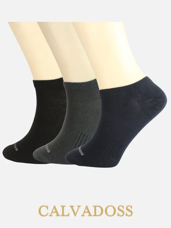 Black/Grey/Navy_Blue_Cotton_Pack_Of_3_Solid_Design_Low_Ankle_Length_Socks_For_Unisex