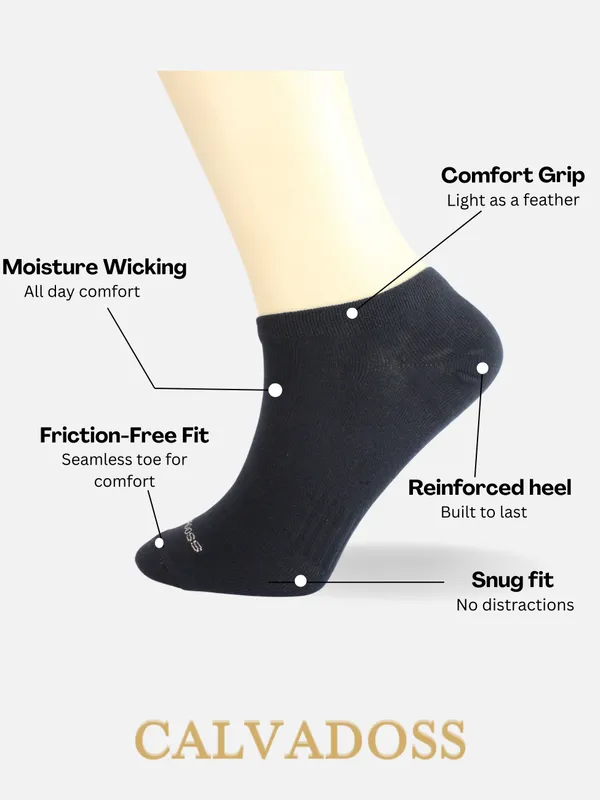 Black/Grey/Navy_Blue_Cotton_Pack_Of_3_Solid_Design_Low_Ankle_Length_Socks_For_Unisex